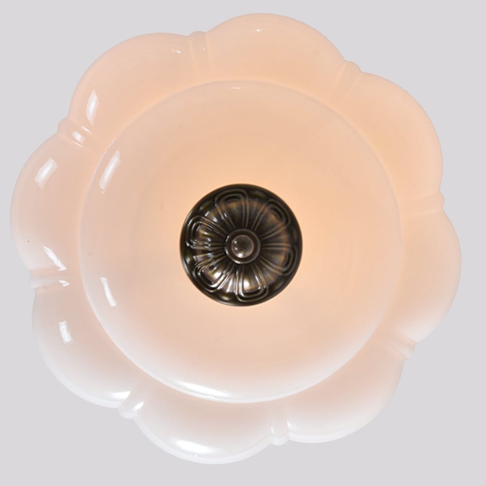 Ozita Retro Milk Glass Semi Flush Mount Eloise Ceiling Light