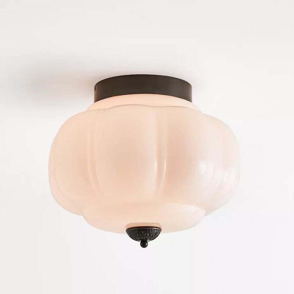 Ozita Retro Milk Glass Semi Flush Mount Eloise Ceiling Light