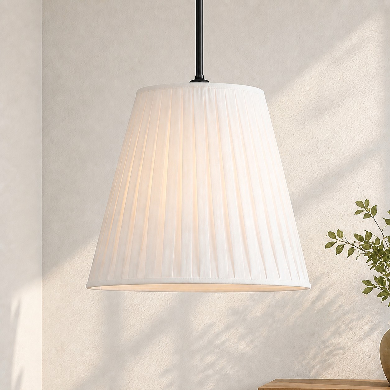 Naomi Modern White Pleated Fabric Brass Pendant Light