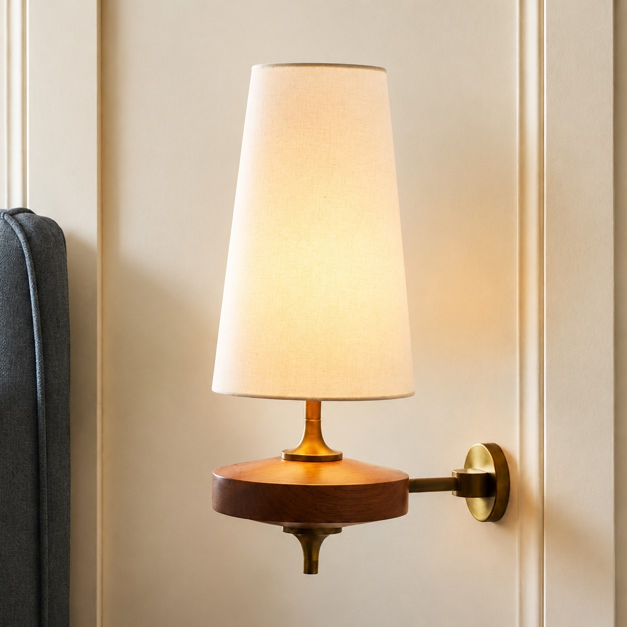 Nyxara Vintage  Fabric Tapered Shade Wall Sconce