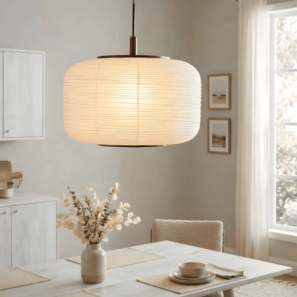 Drath Wabi Sabi Ribbed Paper Lantern Pendant Light