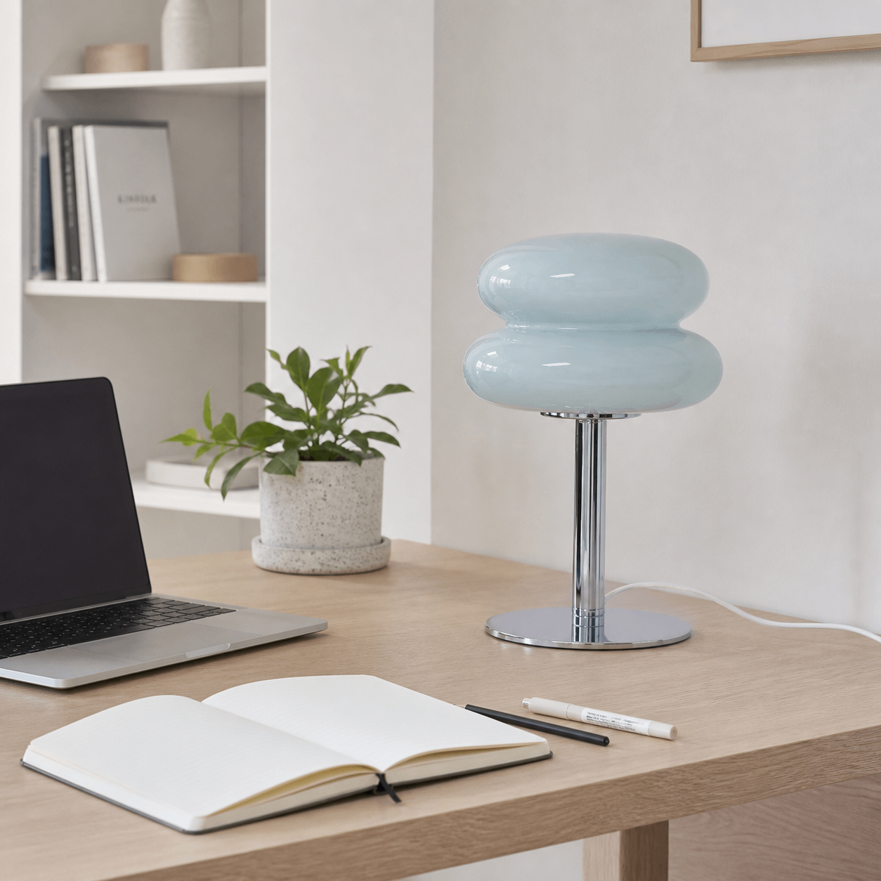 Josie Cream Glass Bauhaus Style Table Lamp