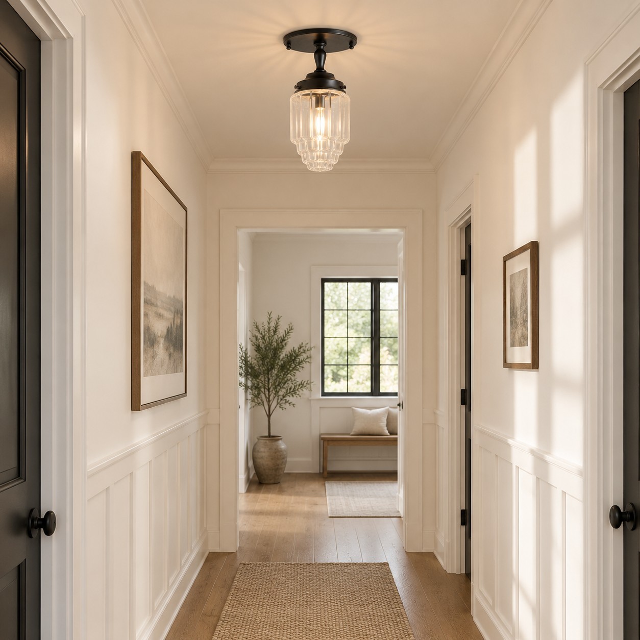 Lawson Classic Ribbed Glass Semi Flush Mount Ceiling Light