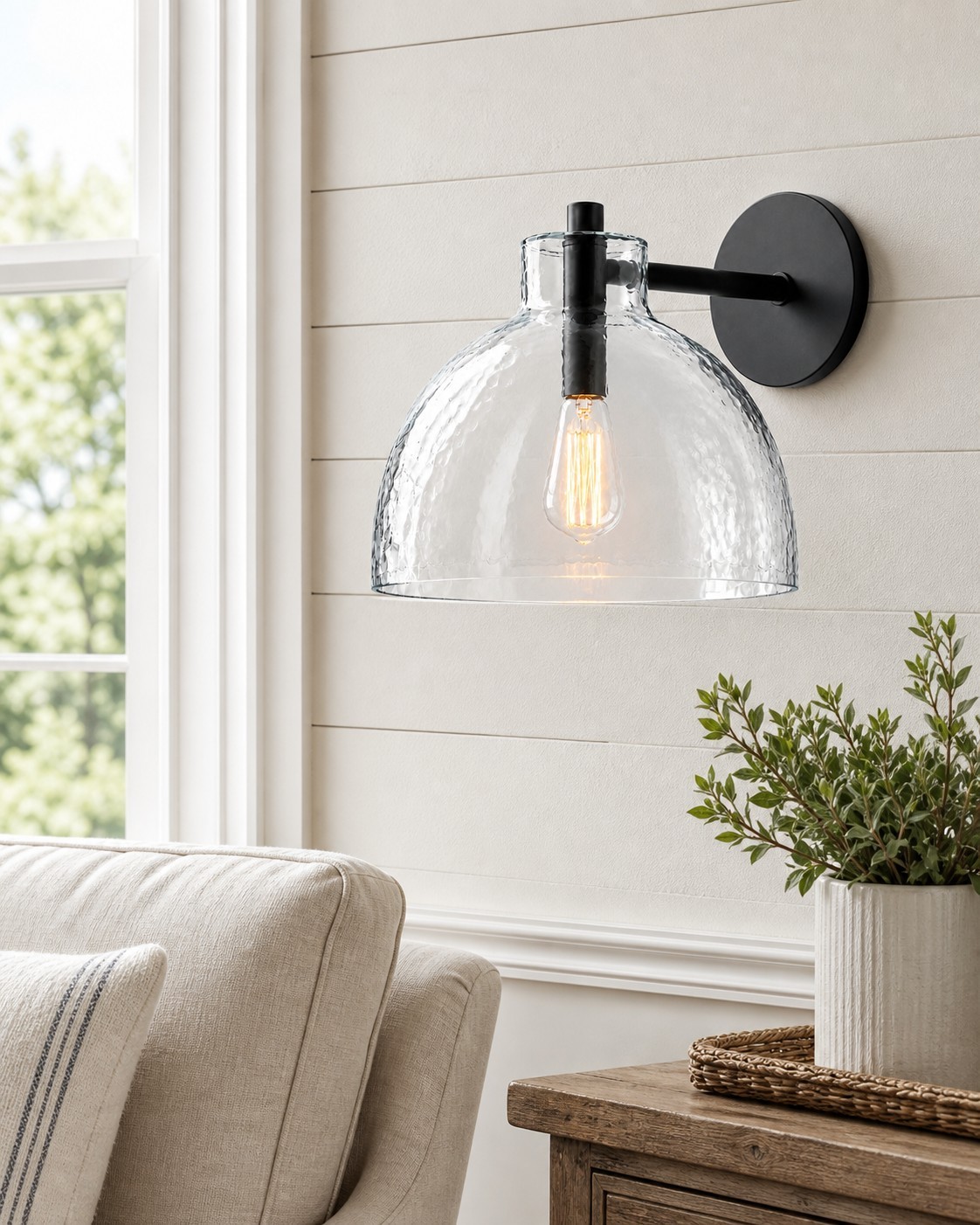 Keen Farmhouse Cooper Recycled Glass Dome Sconce