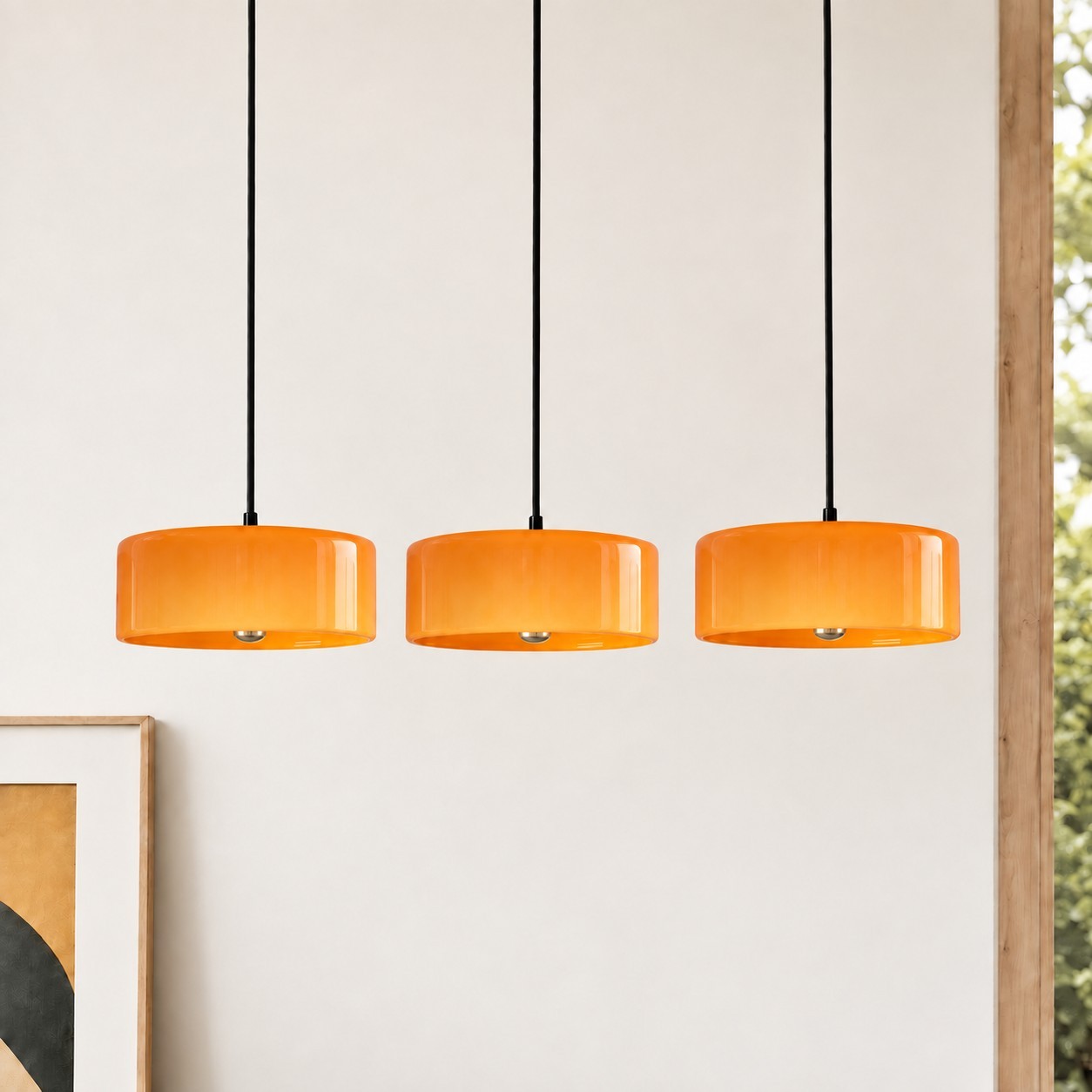 Xavier Modern Glossy Ceramic Drum Pendant Light