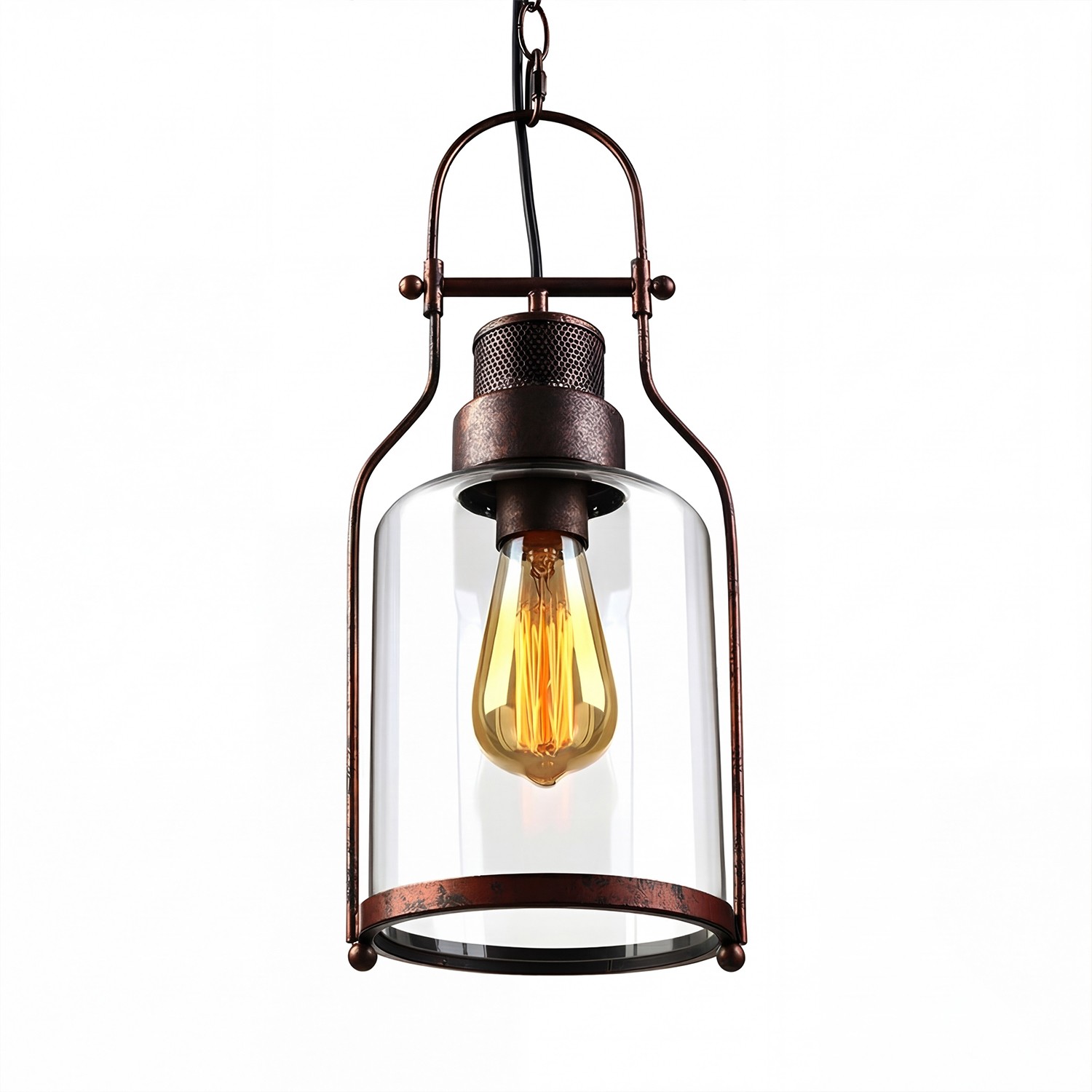Eryxis Industrial Vintage Iron Glass Jar Pendant Light