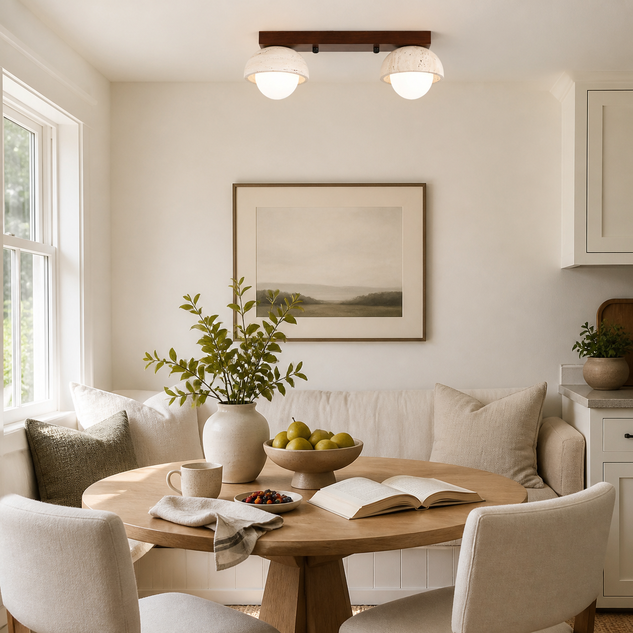 Elio Wabi-Sabi Multi-Light Travertine Linear Ceiling Light