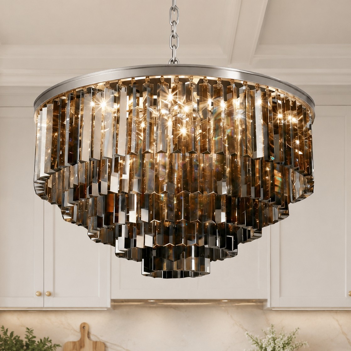 Guinevere Vintage Luxury Tiered Round Crystal Chandelier