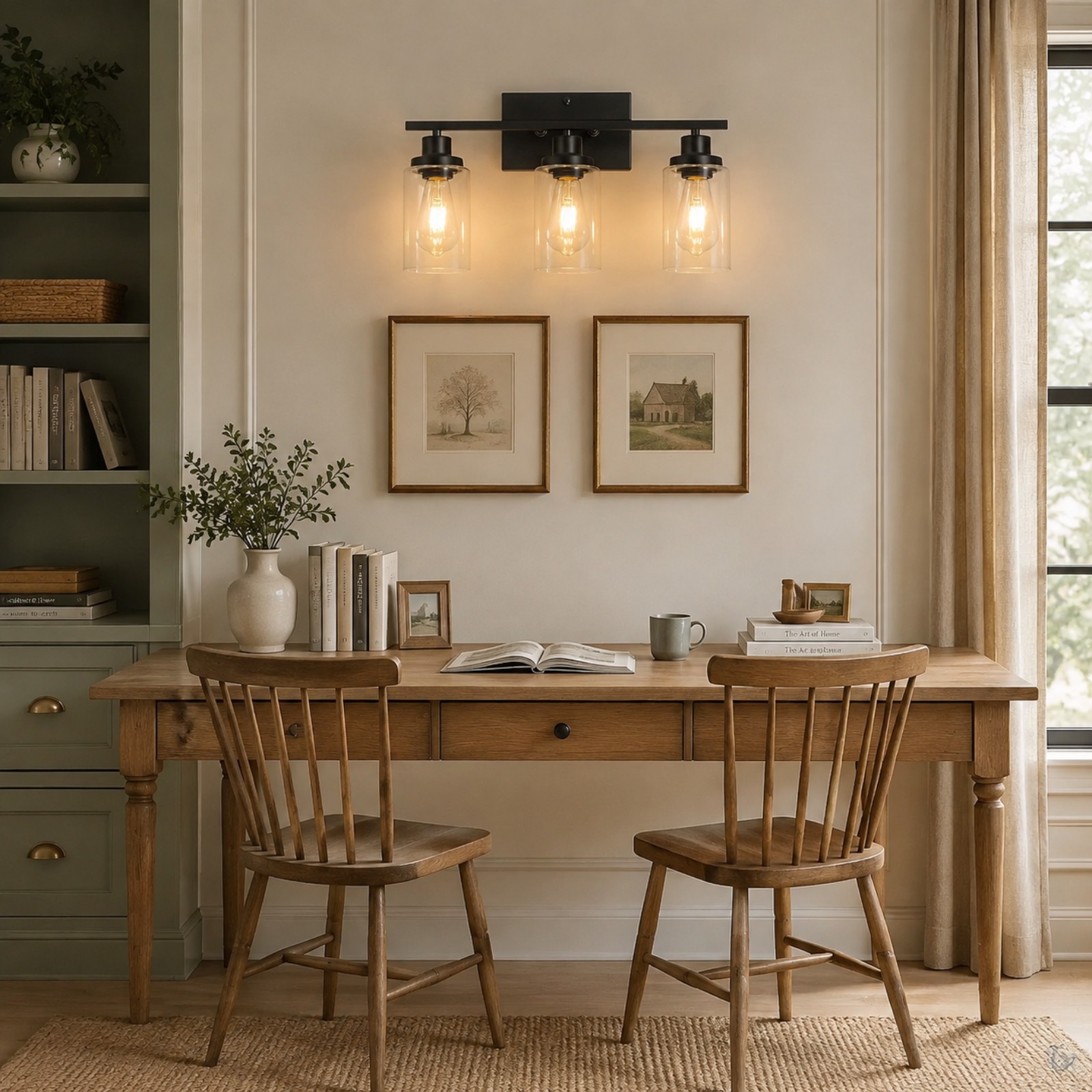 Lynor Classic Farmhouse Clear Glass Triple Sconce