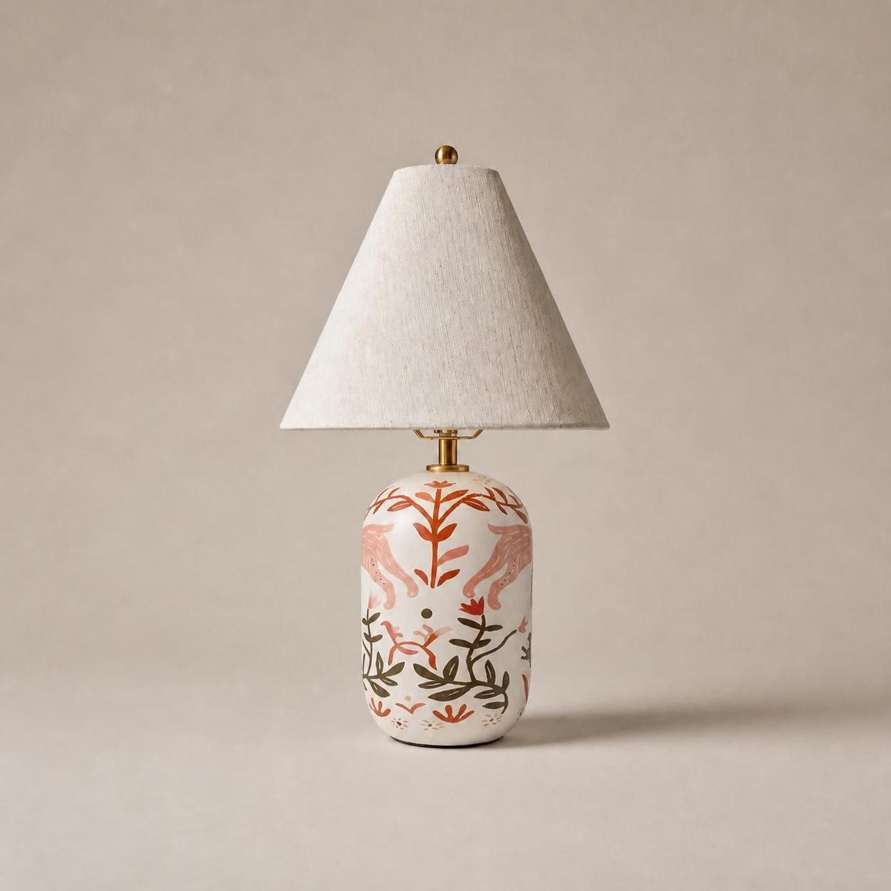 Thalira Vintage Ceramic Linen Table Lamp