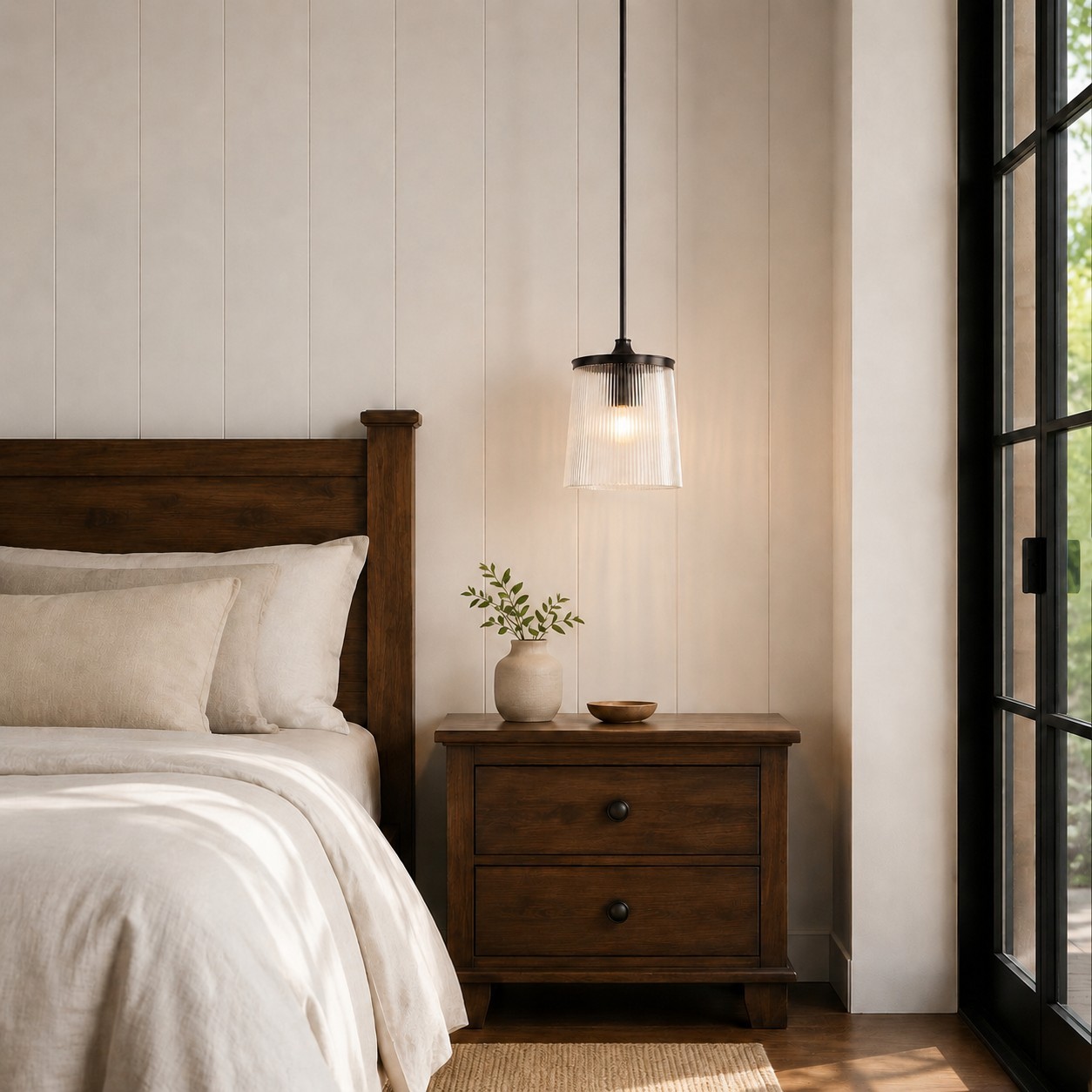 Caleb Modern Trapezoid Ribbed Glass Pendant Light