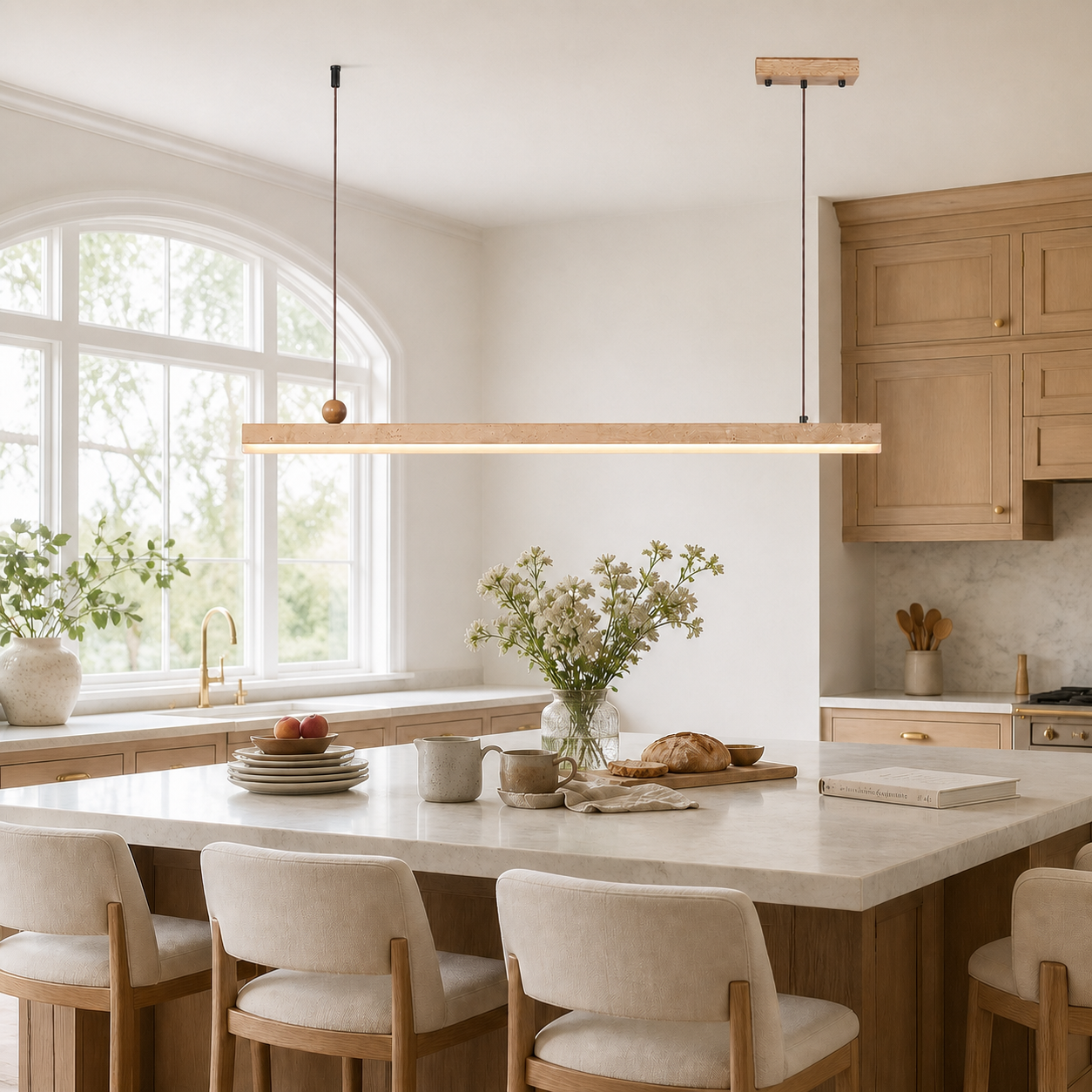 Orson Modern LED Travertine Linear Pendant Light