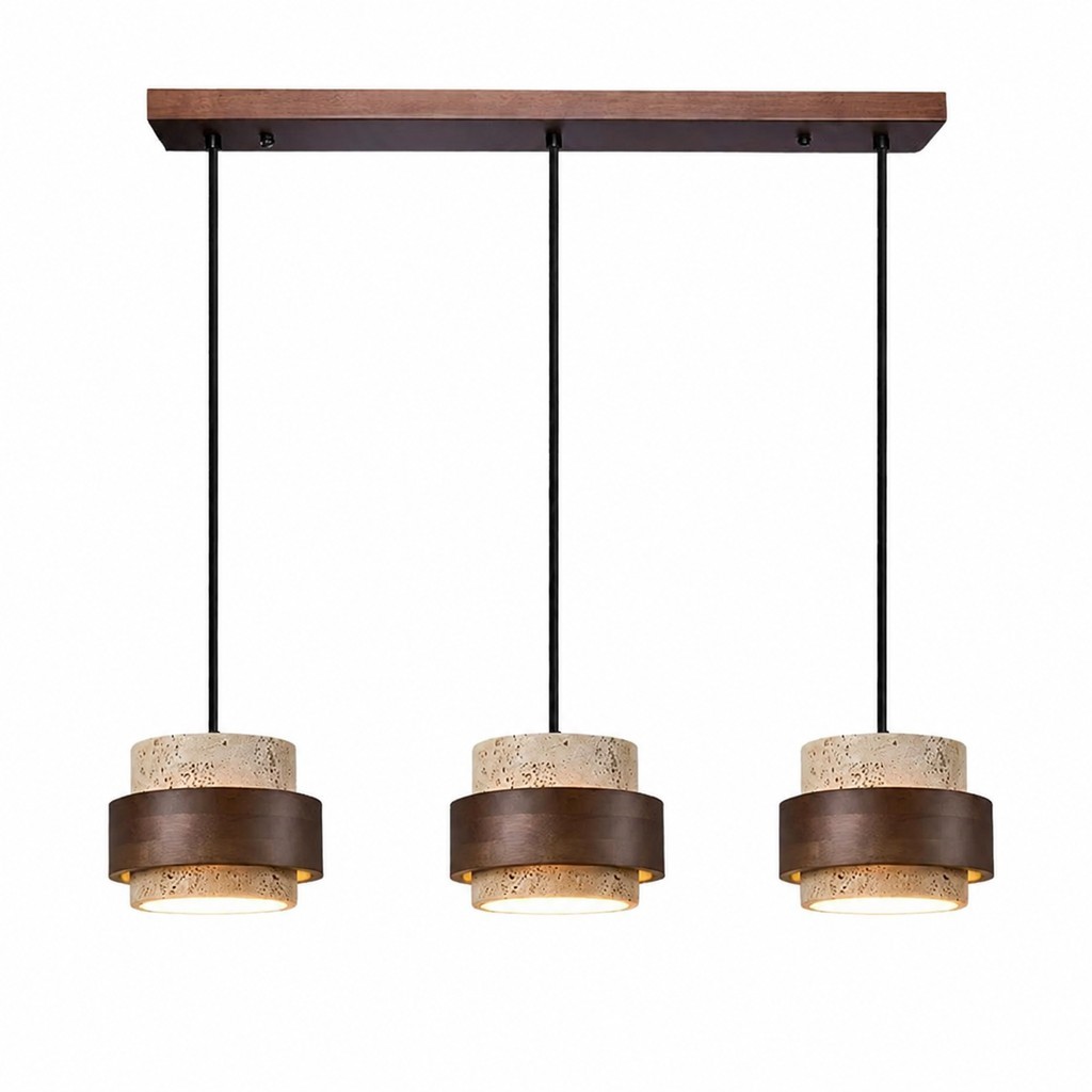 Timothy Wabi Sabi Cylindrical Travertine Pendant Light