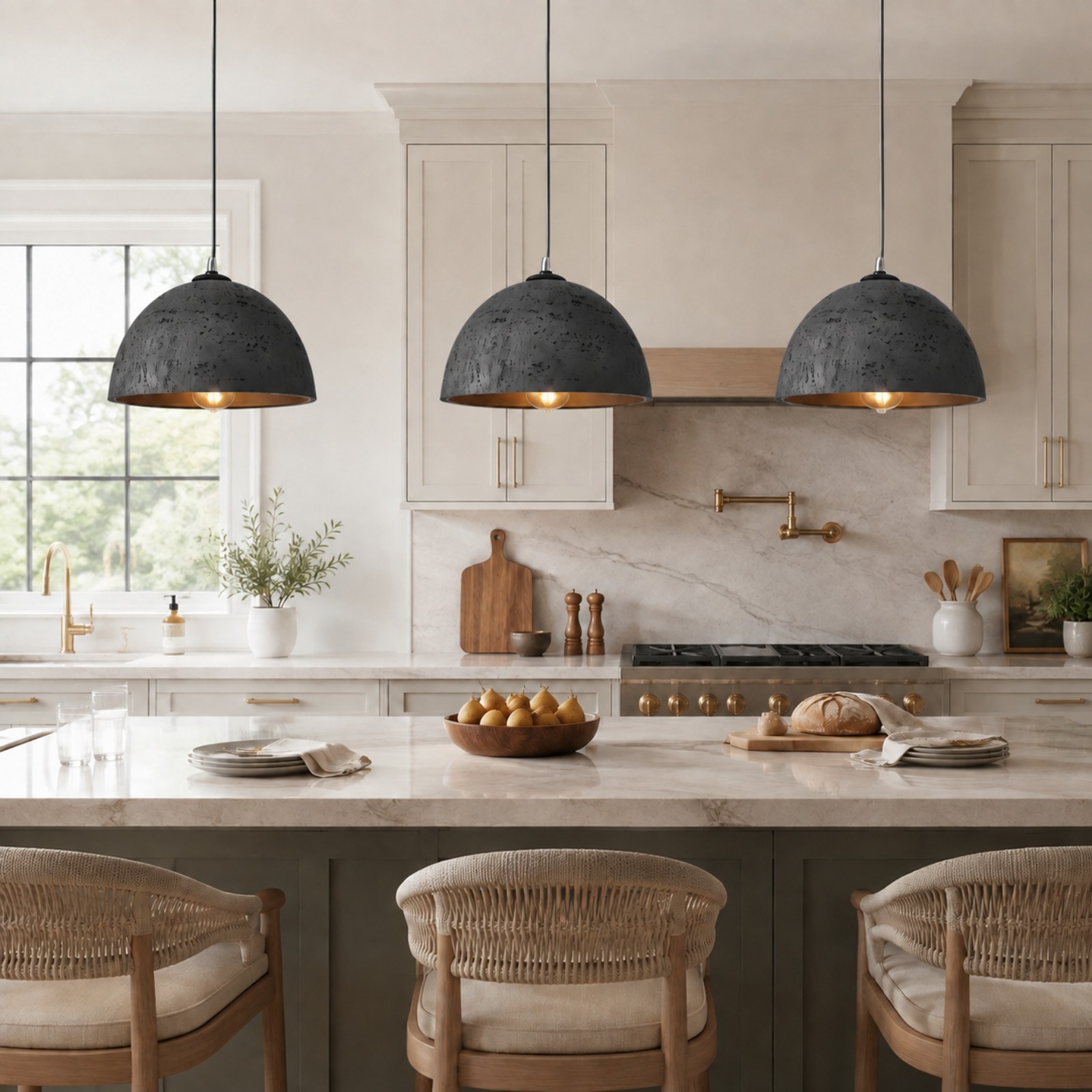 Luran Wabi Sabi Dome Stone Pendant Light