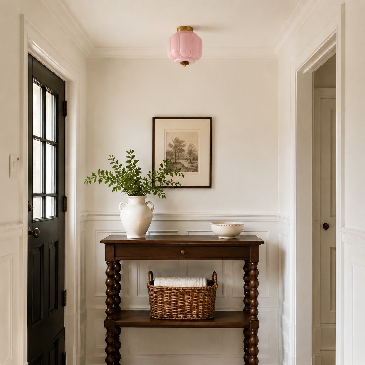 Conran Vintage Milk Glass Semi Flush Mount Eloise Ceiling Light