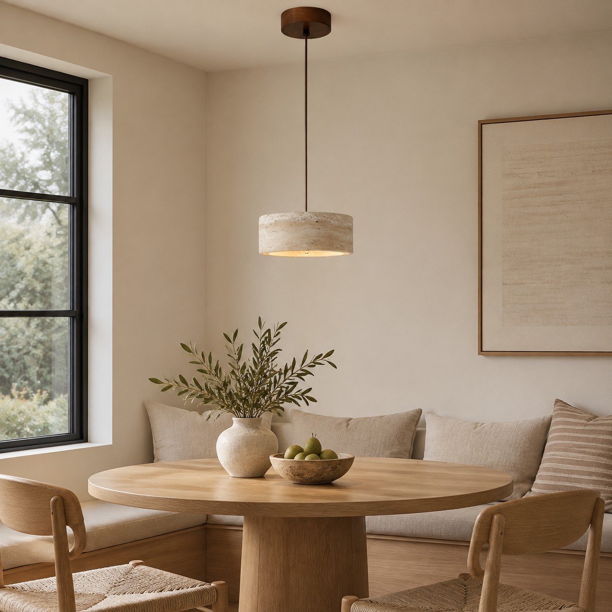 Gilbert Modern Shatter-Resistant Travertine-Look Linear Pendant Light