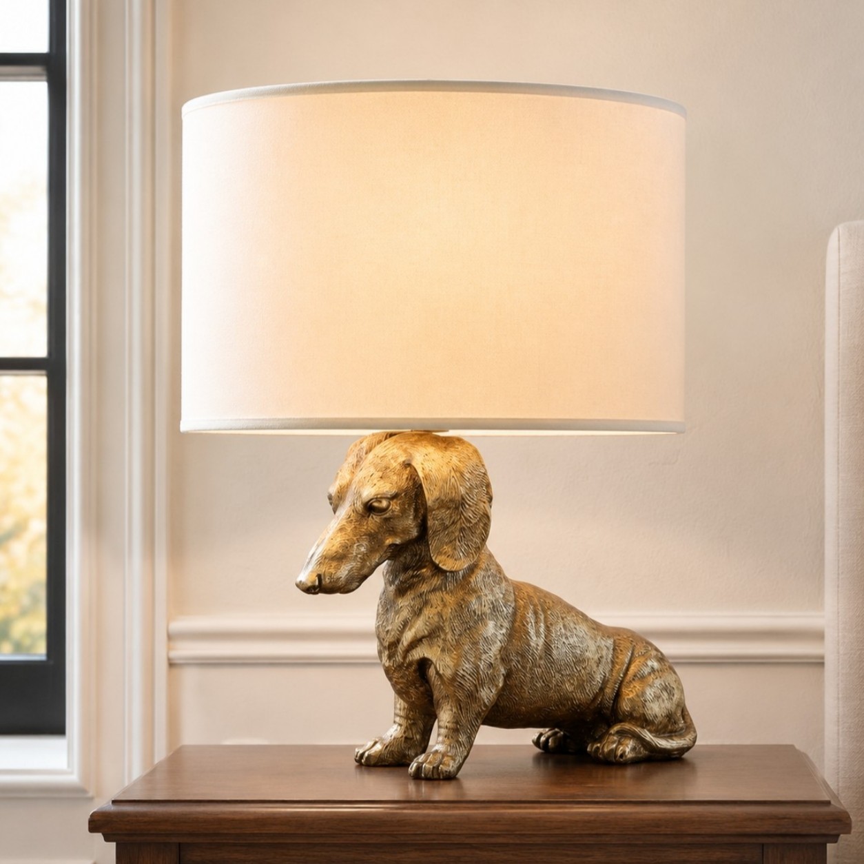 Aurea Unique Animal Table Lamp - Dog Sculptural Accent Lighting for Bedroom & Living Room