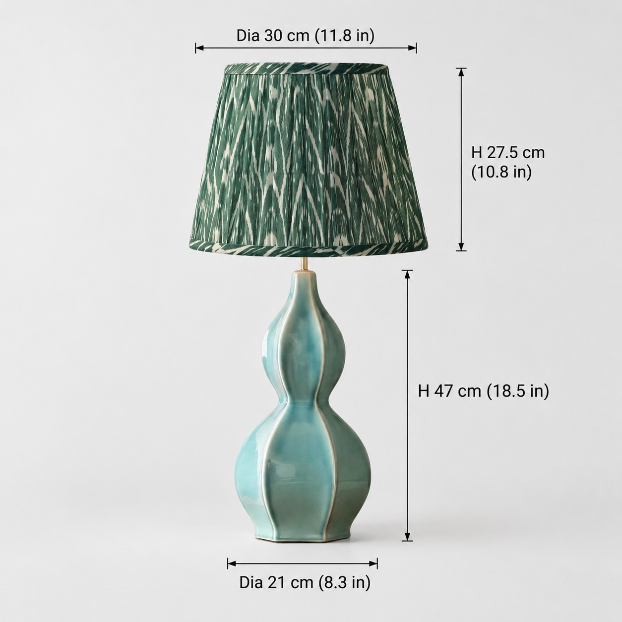 Cresenda Bohemian Fabric Ceramic Gourd Table Lamp