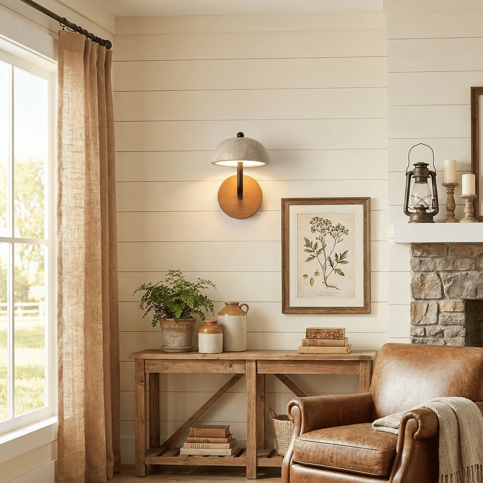 Analeigh Modern Travertine Dome Wall Sconce