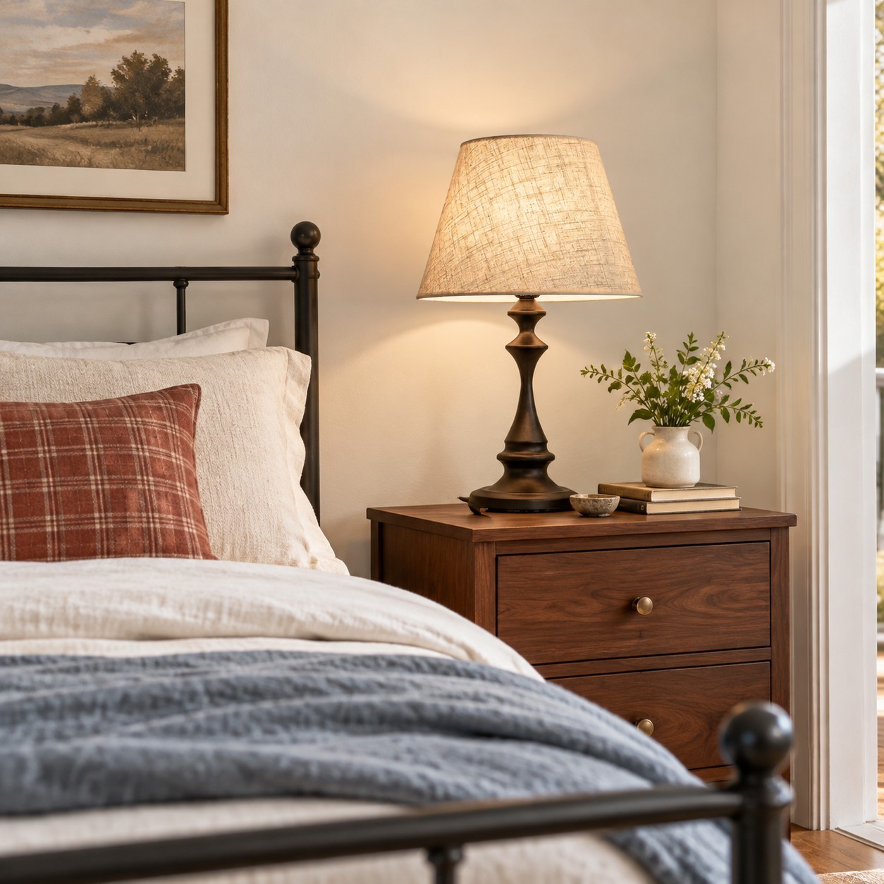 Issac Classic Linen Empire Iron Body Table Lamp