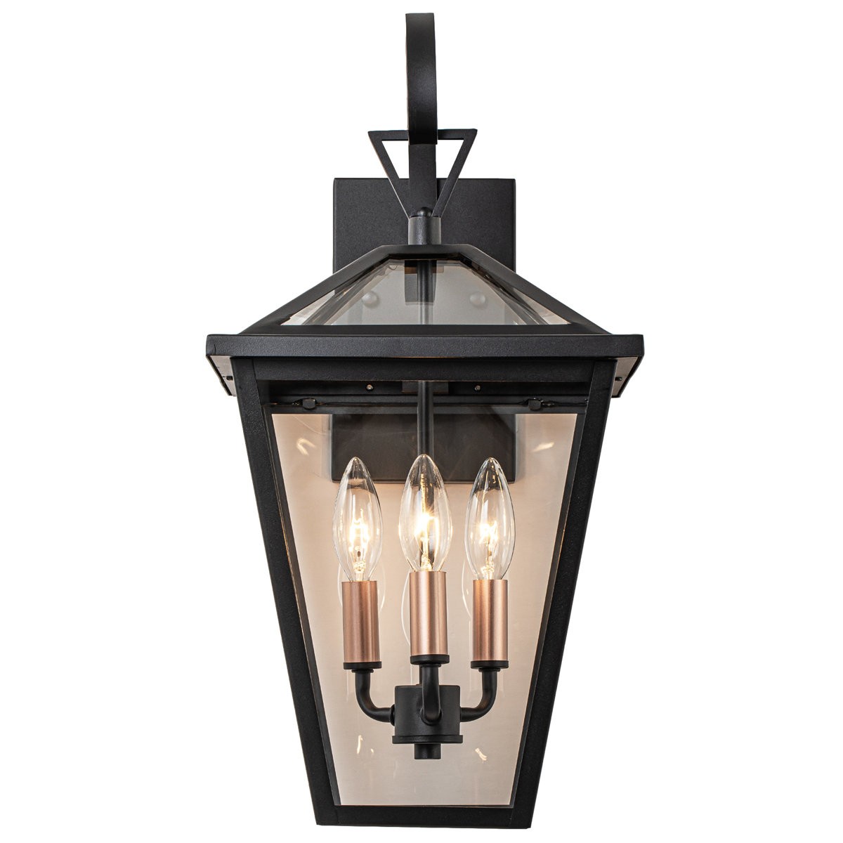Douglas Industrial Black Metal Lantern Wall Sconce