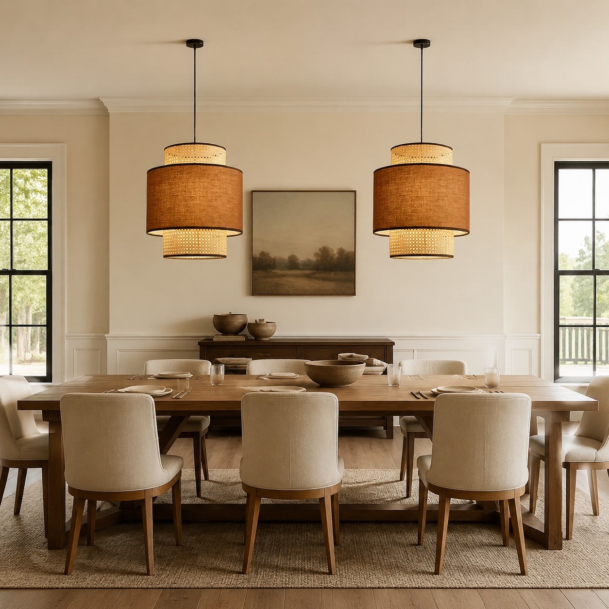 Trisha Rustic Double Cylinder Pendant Light