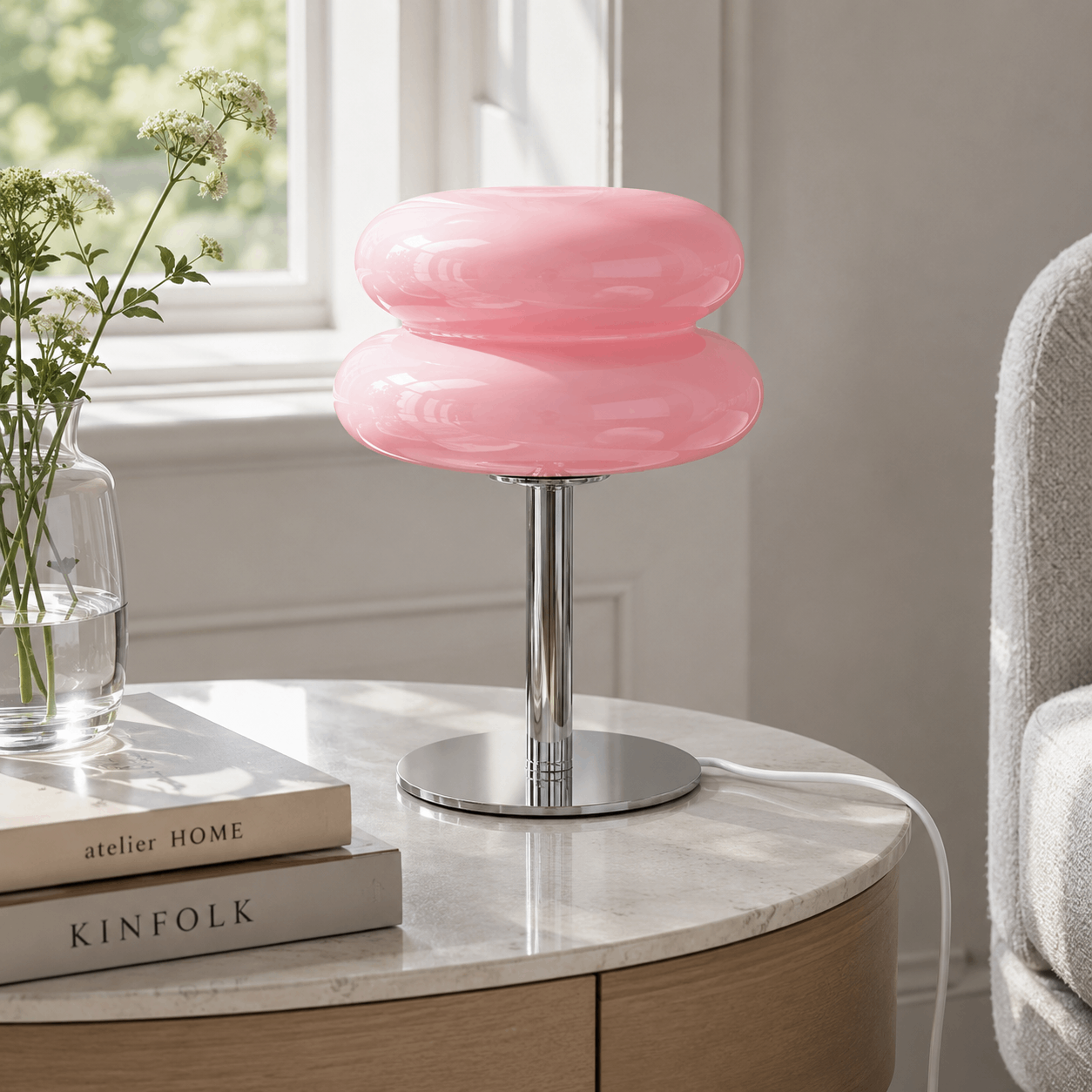 Josie Cream Glass Bauhaus Style Table Lamp