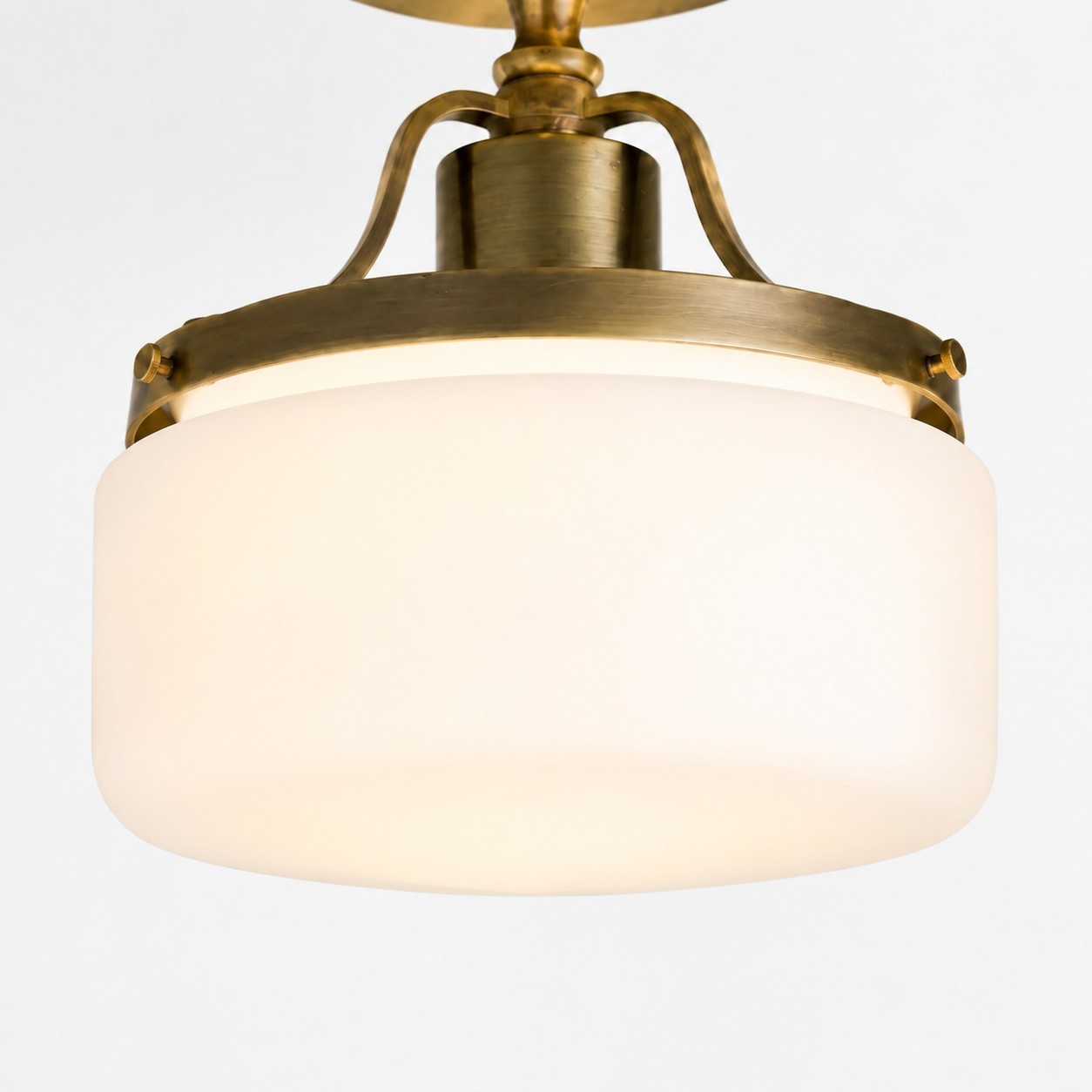 Atlas Vintage Milky Glass Semi Flush Mount Metal Ceiling Light