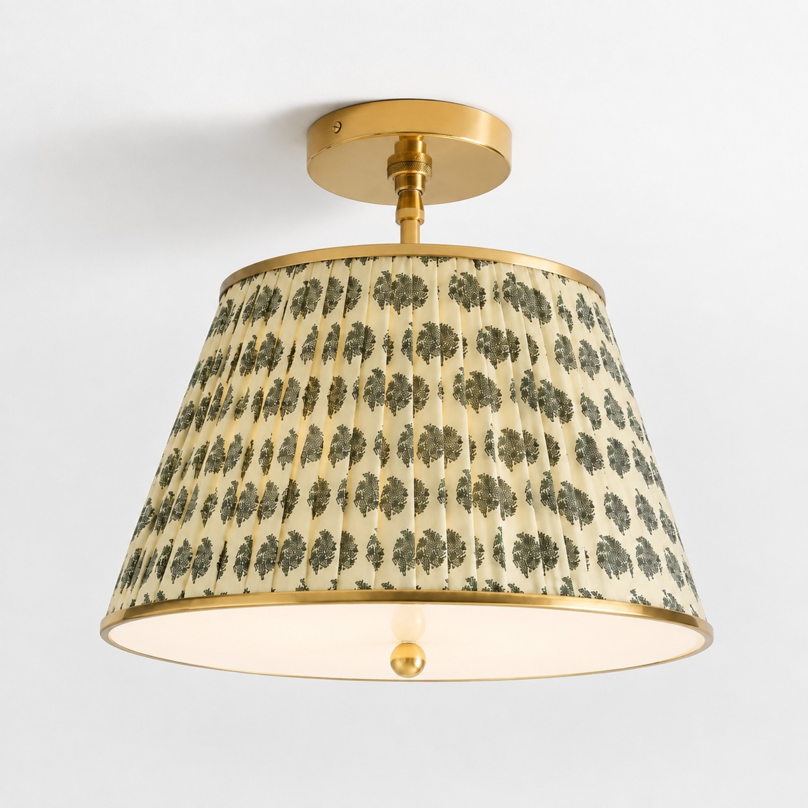 Celestine French Country Pleated Fabric Semi-Flush Ceiling Light