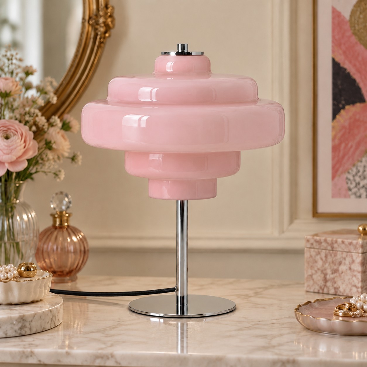 Yves Retro Multiple Colors Tiered Glass Table Lamp