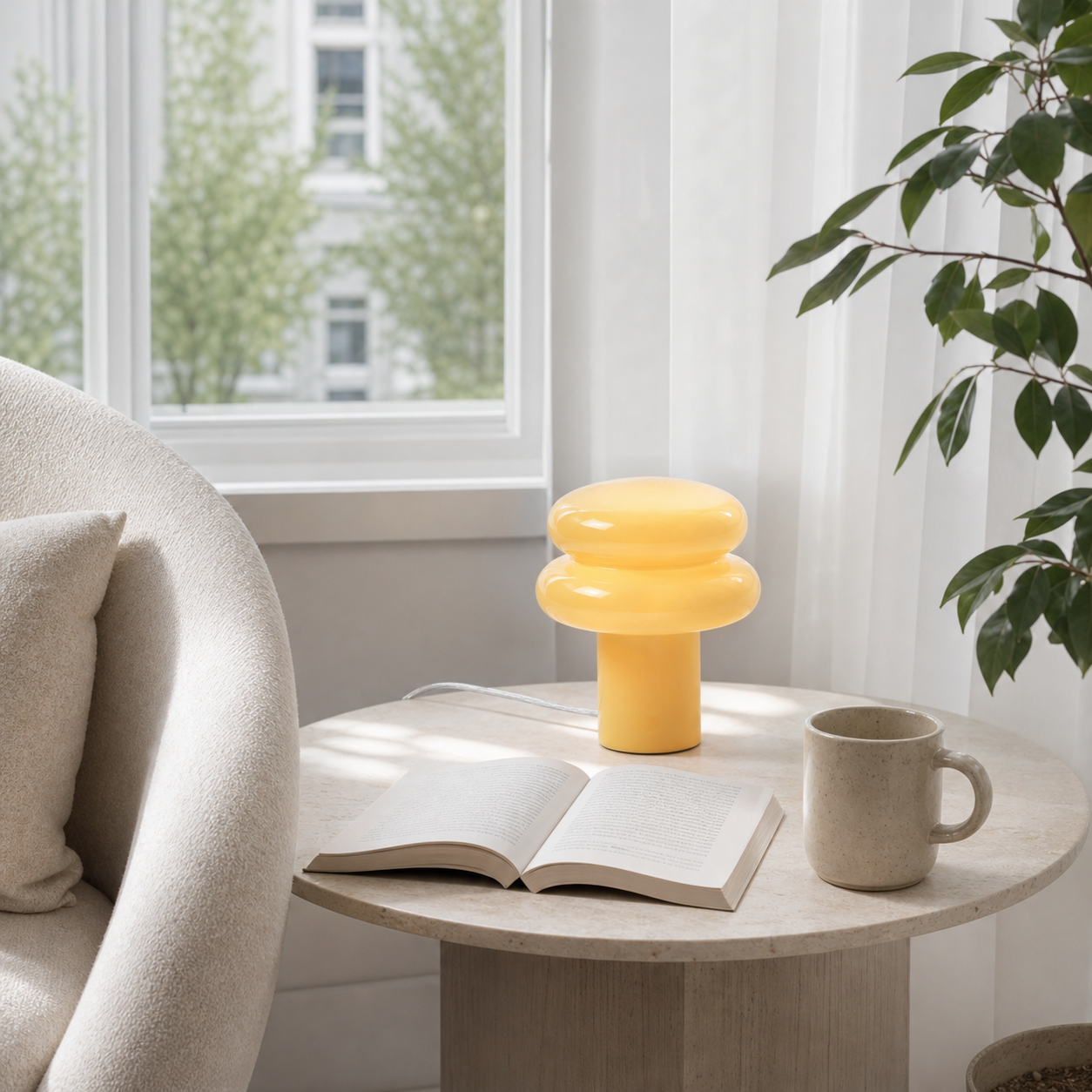 Nymeros Scandinavian Glass Mushroom Table Lamp