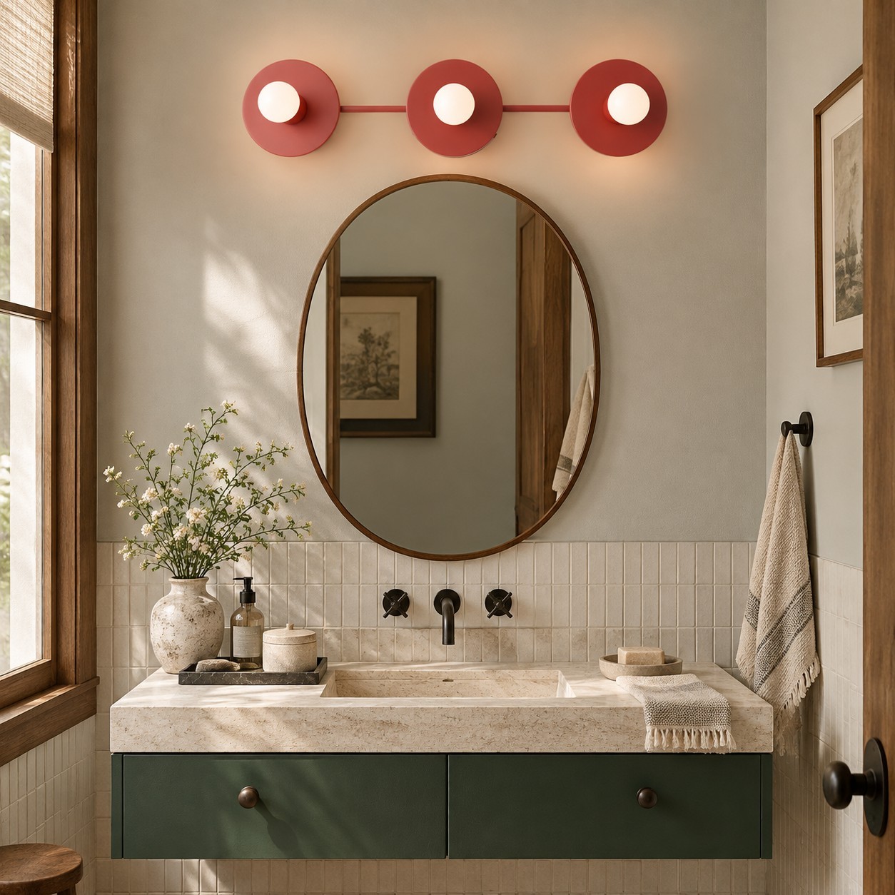Marnie Nordic Colorful 3 Light Vanity Wall Light