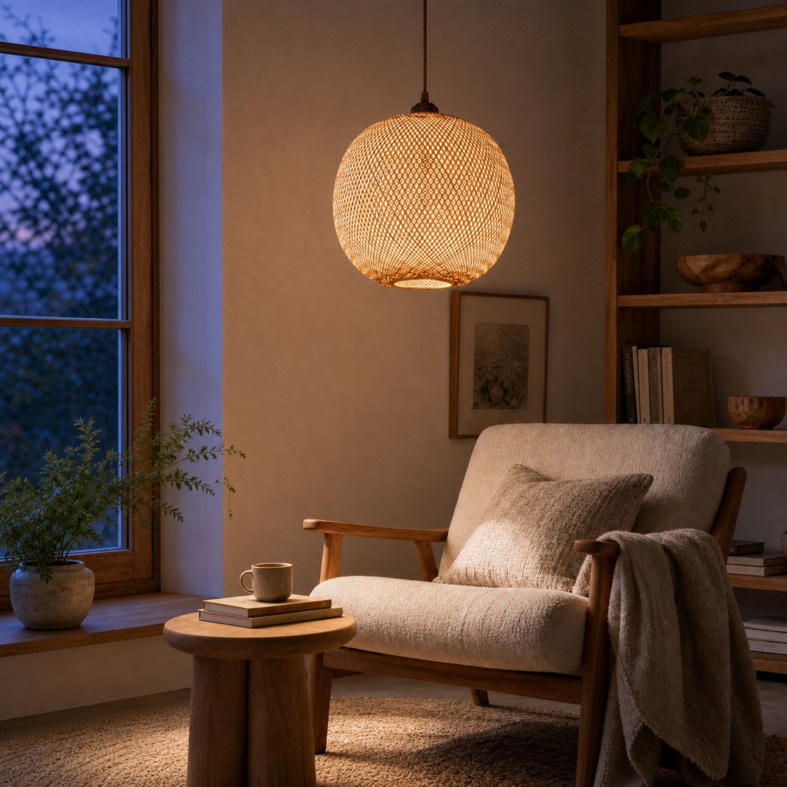 Ilario Japanese Woven Bamboo Pendant Light