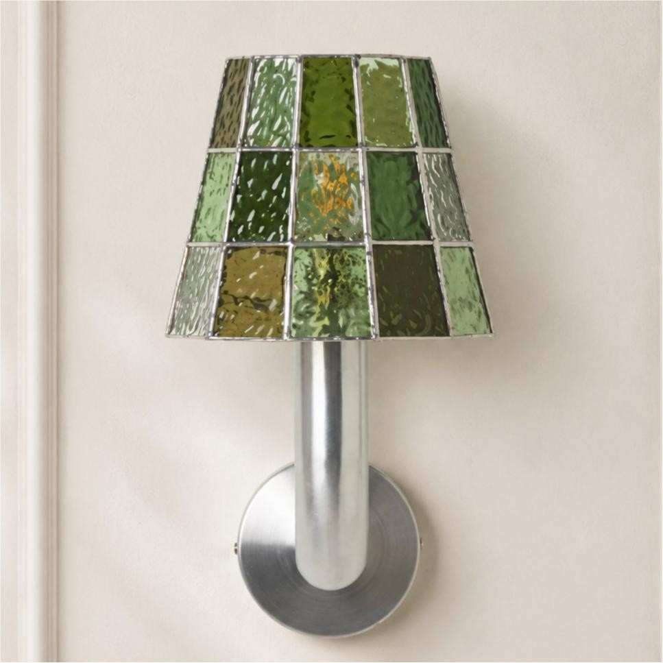 Elodieo Vintage Textured Mosaic Glass Cone Wall Sconce