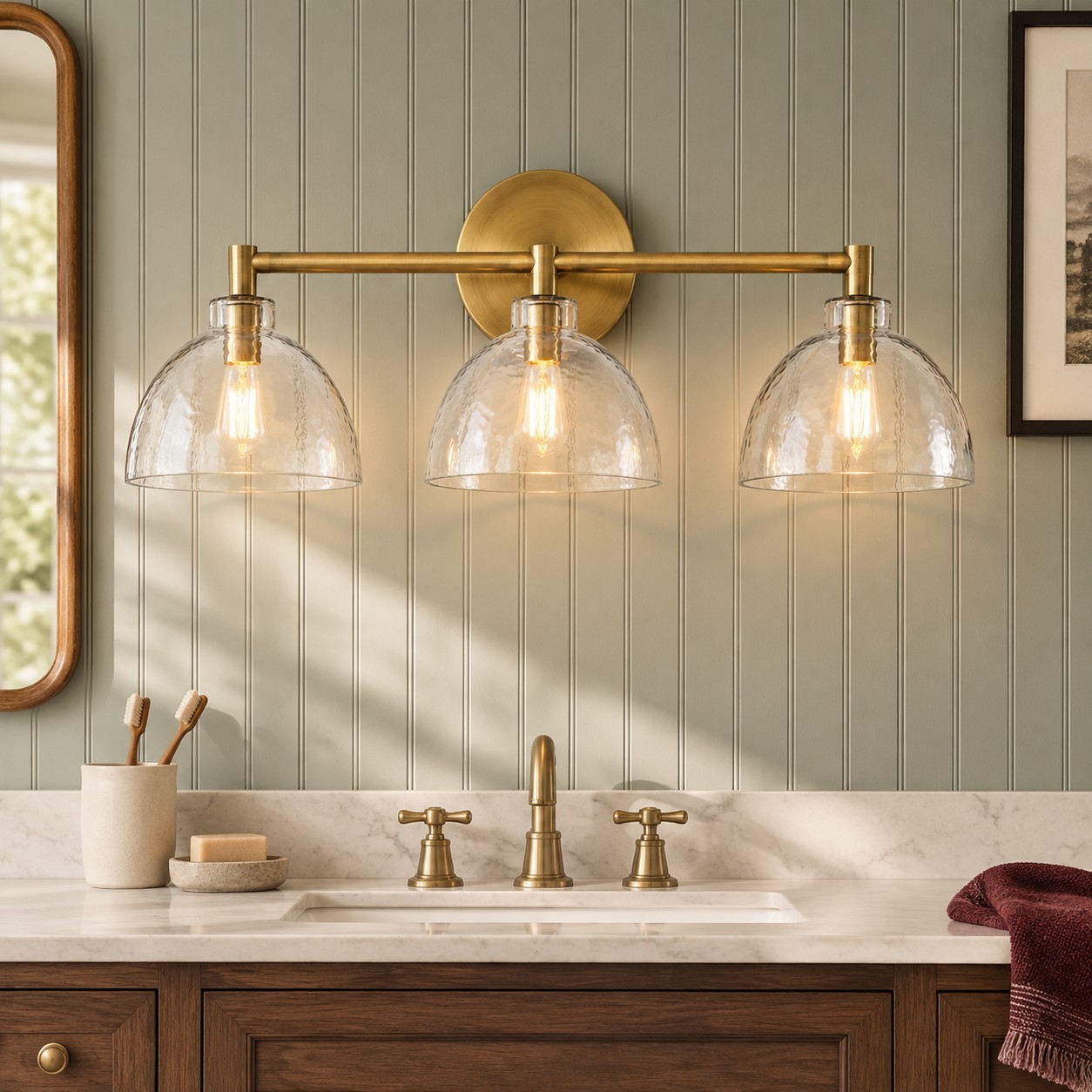 Keen Farmhouse Cooper Recycled Glass Dome Sconce