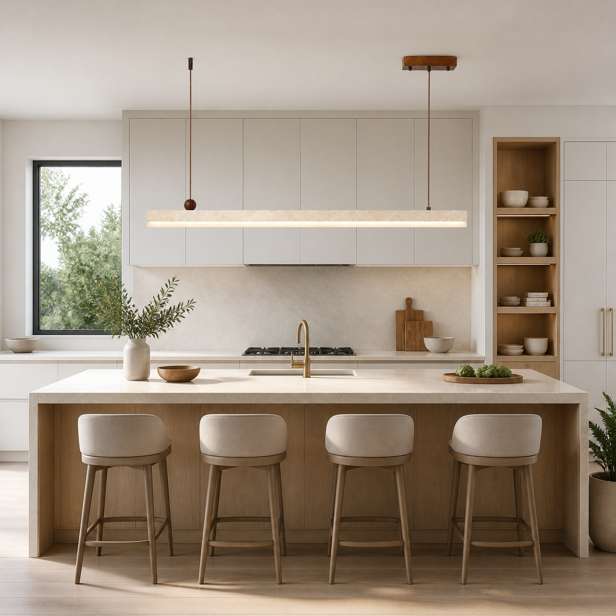 Orson Modern LED Travertine Linear Pendant Light
