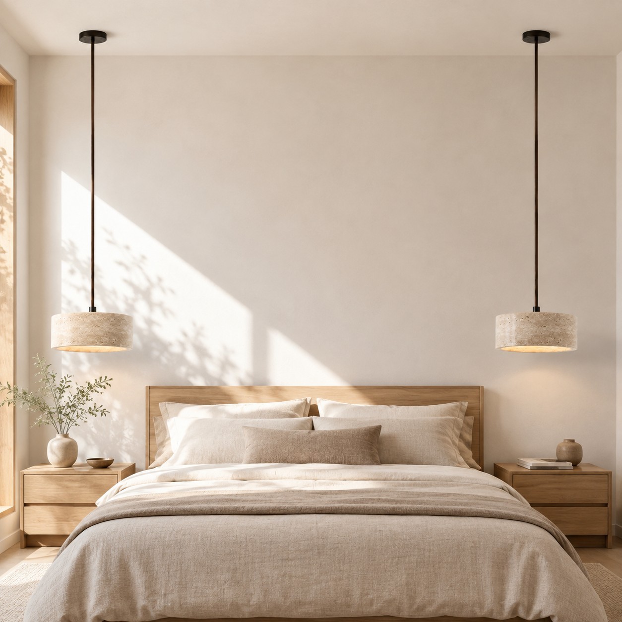 Veloria Scandinavian Travertine Round Pendant Light