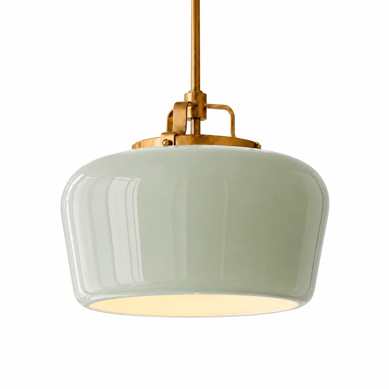 Nathaniel Vintage Brass Rounded Bowl Glass Shade Pendant Light
