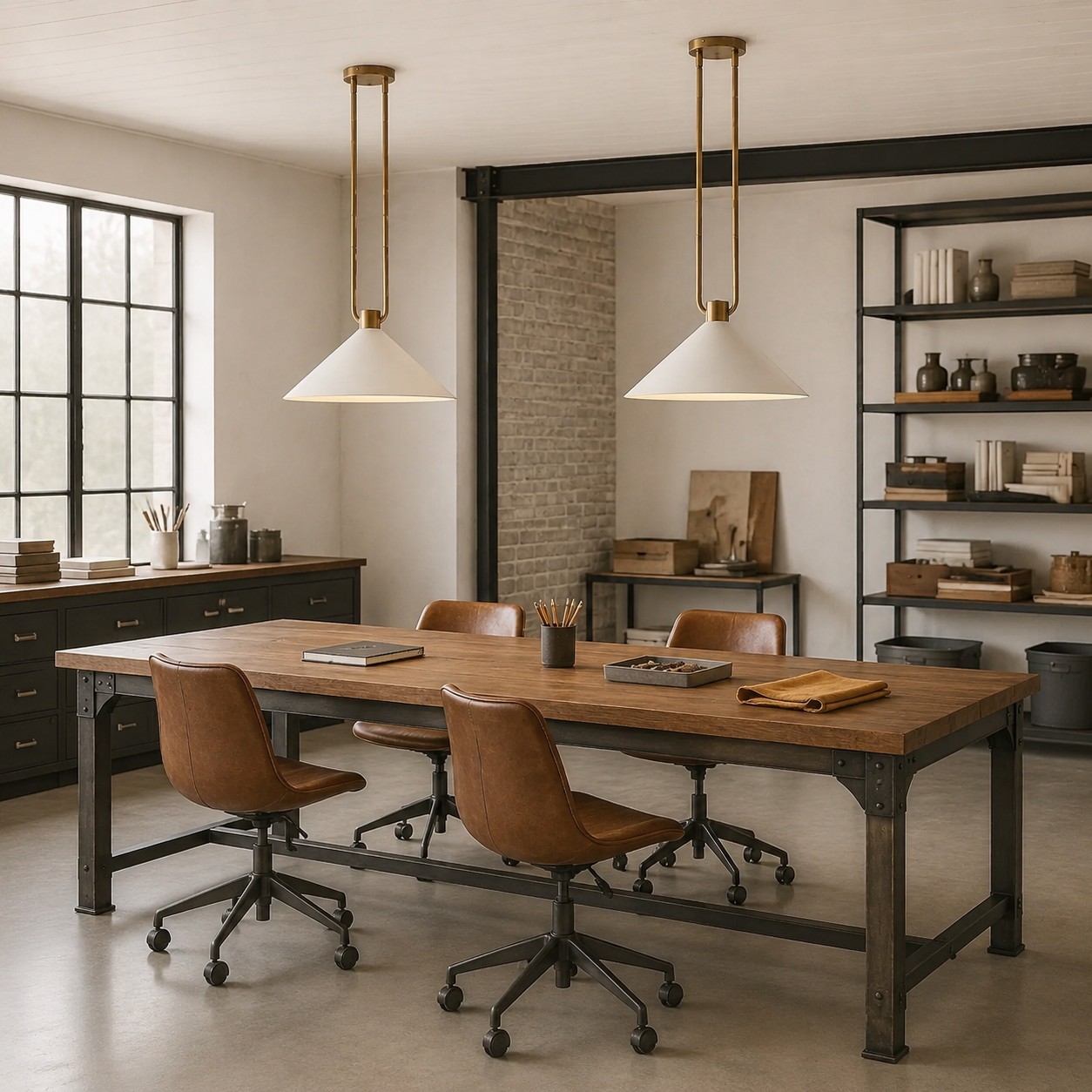 Serenoa Retro Double-Rod Metal Cone Pendant Light