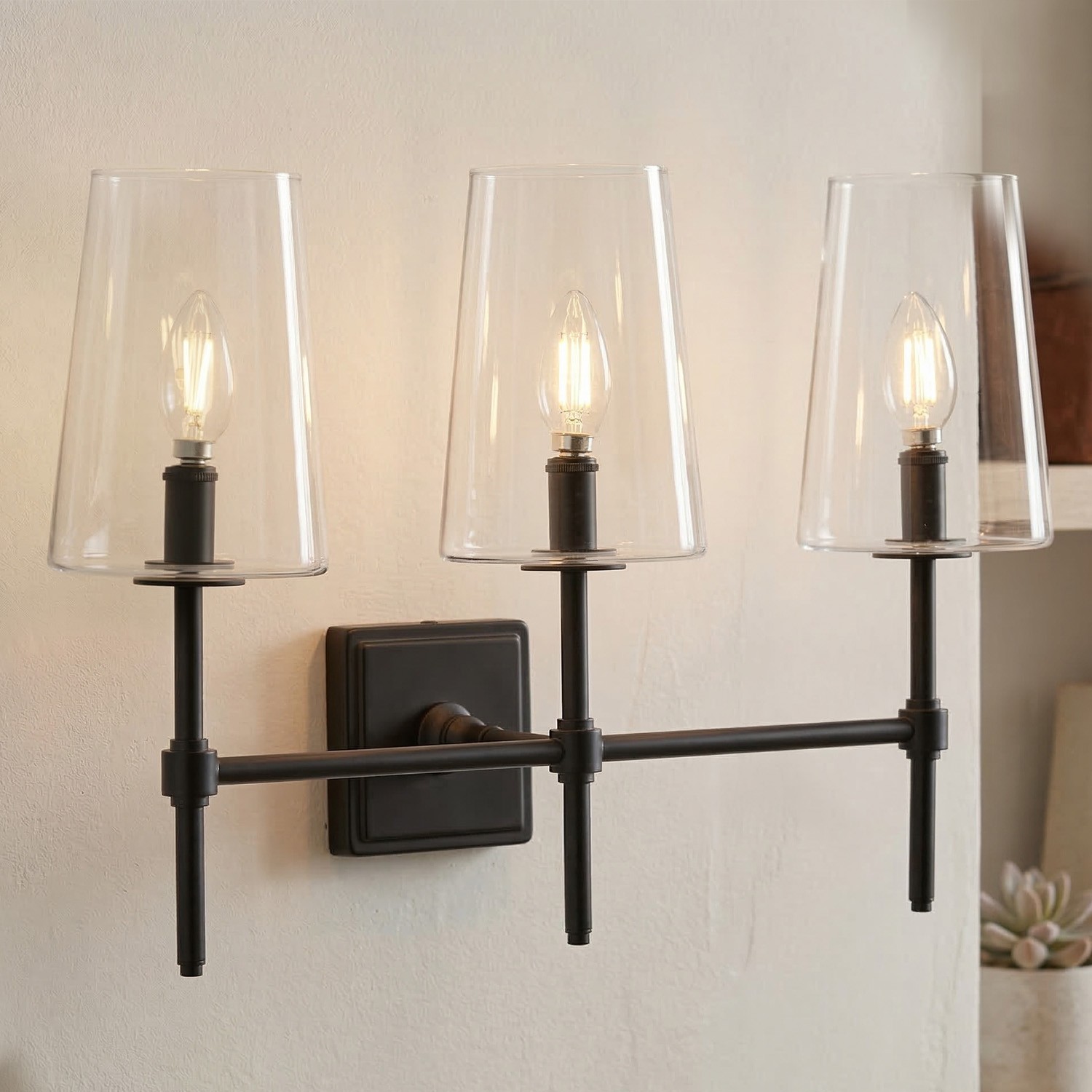 Murano Farmhouse Clear Glass Vanity Wall Sconce