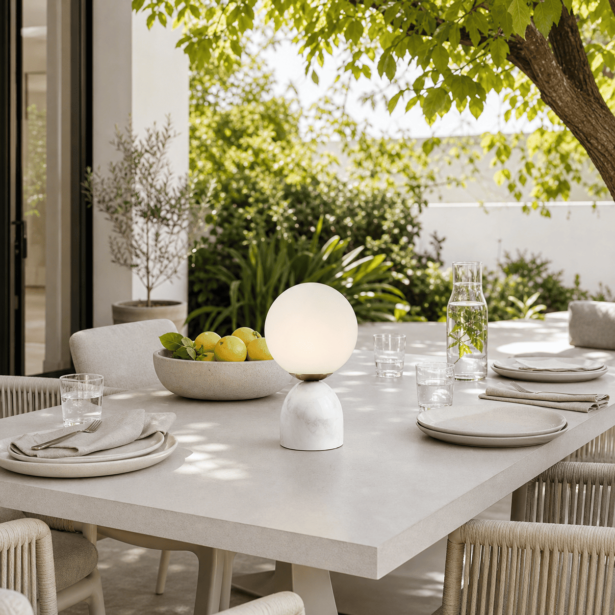 Aalia Nordic Small Marble Glass Orb Table Lamp