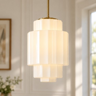 Winry Antique Brass Tiered Milk Glass Pendant Light Winry Antique Brass Tiered Milk Glass Pendant Light