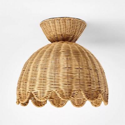 Robin Boho Style Woven Rattan Flower Ceiling Light