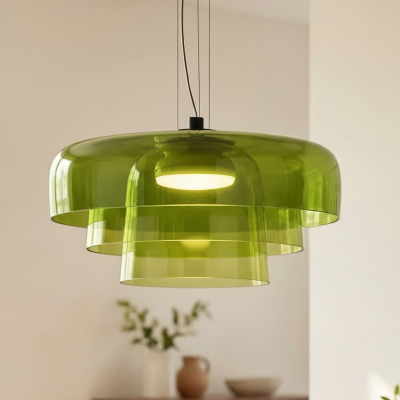 Zaire Bowl Shaped Layer Stained Glass Pendant Light
