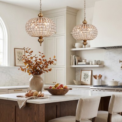 Dion Luxury Antique Brass French Country Crystal Large Chandelier