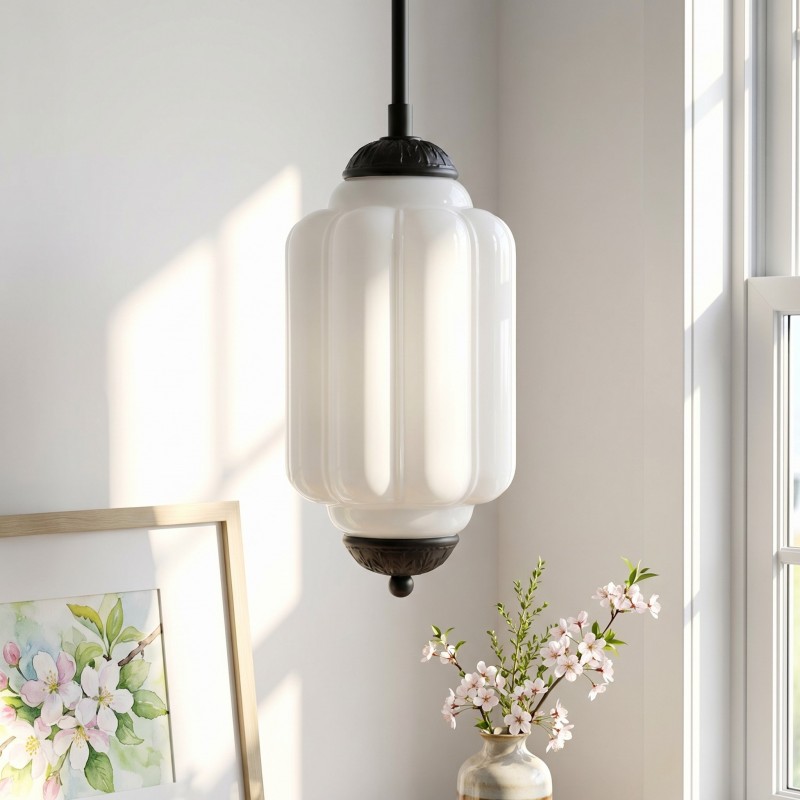 Cyrilith Farmhouse Pumpkin Glass Eloise Pendant Light
