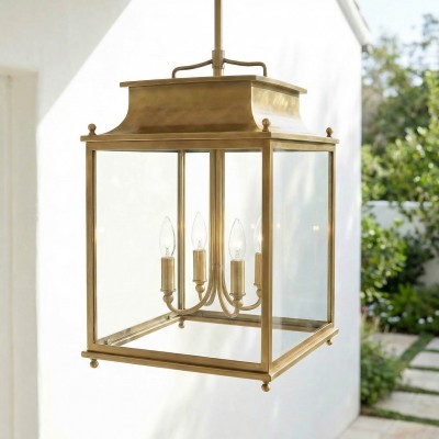 Marcellus Classic Metal Clear Glass Outdoor Lantern Pendant Light