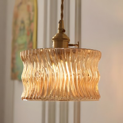 Roslyn Retro Stained Ribbed Glass Pendant Light