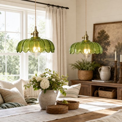 Jacinta Green Scalloped Pendant Light Jacinta Green Scalloped Pendant Light