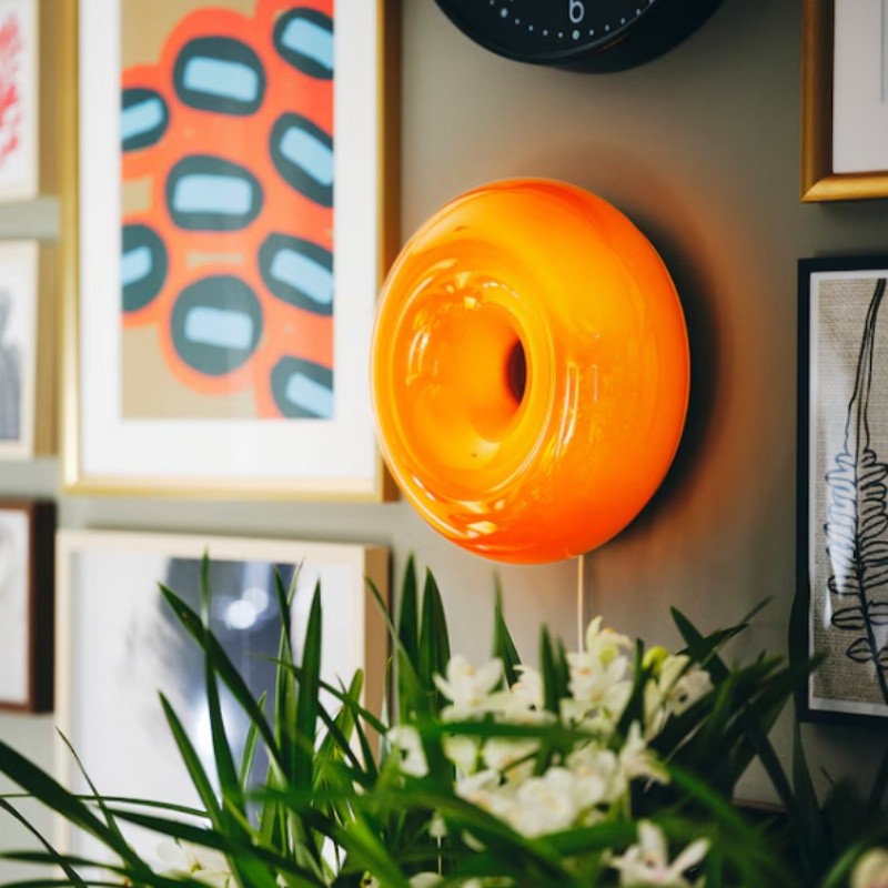 Ozona Bright Orange Donut Wall Lamp